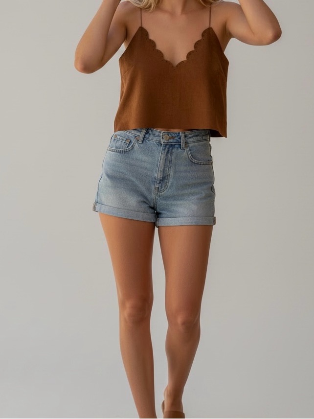 Brown Suede Tank Top Coquette Boho Western Chic